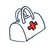 Tekening van een EHBO-tas